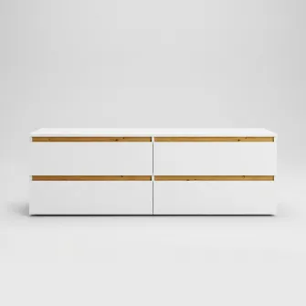 Comoda TV 4home Ideea, 52x160 cm, 2x2 sertare, Nimfea Alba/Stejar Artizanal