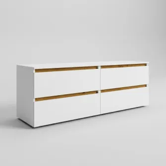 Comoda TV 4home Ideea, 52x160 cm, 2x2 sertare, Nimfea Alba/Stejar Artizanal