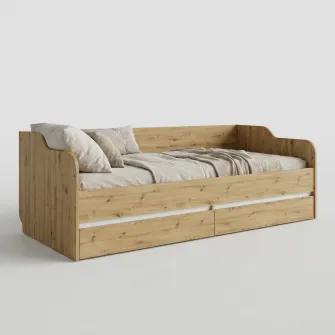 Pat 4home Ideea 200x90 cm, Stejar Artizanal/Nimfea Alba
