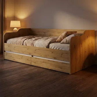 Pat 4home Ideea 200x90 cm, Stejar Artizanal/Nimfea Alba