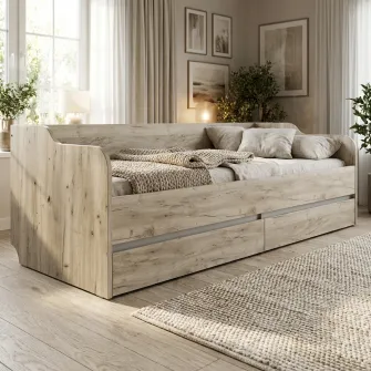 Pat 4home Ideea 200x90 cm, Stejar Kraft Gri/Satin