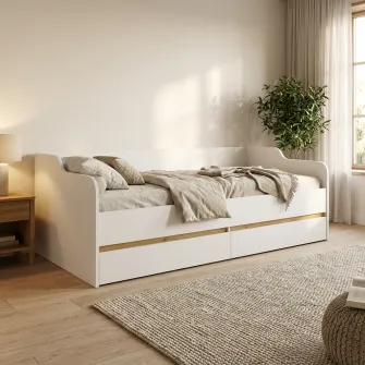 Pat 4home Ideea 200x90 cm, Nimfea Alba/Stejar Artizanal