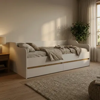 Pat 4home Ideea 200x90 cm, Nimfea Alba/Stejar Artizanal