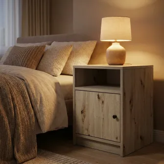 Noptiera 4home Luna, Stejar Kraft Gri