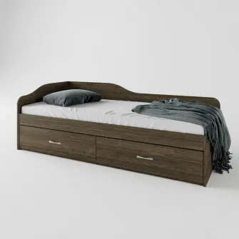 Pat tineret Hoff Gaspar, Saltea Hoff Lena 90x200 inclusa, 2 sertare, Culoare Nuc Amiral