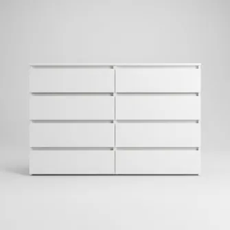 Comoda 4home Ideea K, 100x160x42 cm, 8 sertare, Nimfea Alba/Nimfea Alba
