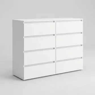 Comoda 4home Ideea K, 100x160x42 cm, 8 sertare, Nimfea Alba/Nimfea Alba