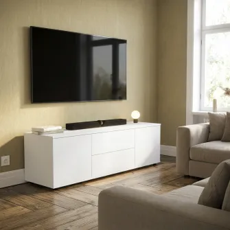 Comoda TV 4home Solo, 160x47,5x45 cm, Nimfea Alba/Nimfea Alba
