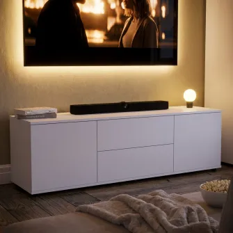 Comoda TV 4home Solo, 160x47,5x45 cm, Nimfea Alba/Nimfea Alba