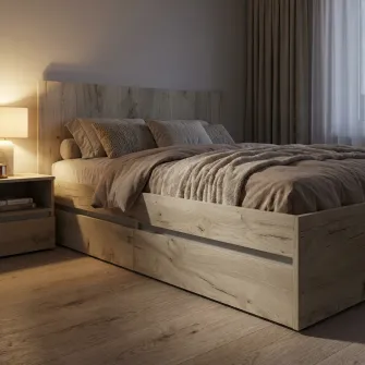 Pat 4home Ideea 2S, 160x200 cm, Stejar Kraft Gri/Satin