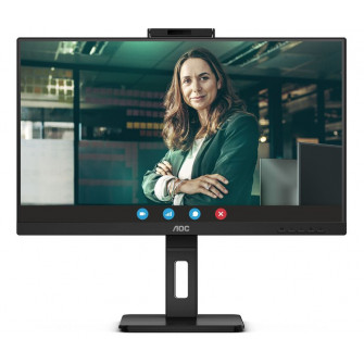 23.8" AOC IPS LED 24P3QW Video Conferencing Black (4ms, 1000:1, 300cd, 1920 x 1080, 178В°/178В°, 2 x HDMI, DisplayPort, USB Hub: 3 x USB3.0 Webcam 2Mpx (Win Hello), Mic, Speakers 2 x 5W, Audio Line out, Height Adjustment, Pivot, VESA)