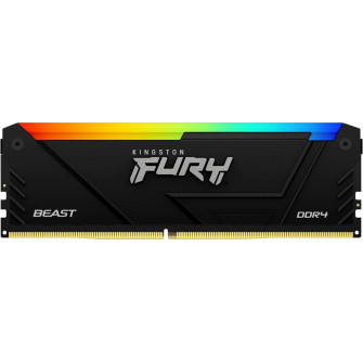 8GB DDR4-3600  Kingston FURY Beast DDR4 RGB, PC28800, CL17, 1Rx8, 1.35V, Auto-overclocking, Asymmetric BLACK low-profile heat spreader, Dynamic RGB effects featuring Kingston FURY Infrared Sync technology, Intel XMP 2.0  (Extreme Memory Profiles)