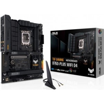 ASUS TUF GAMING B760-PLUS WIFI D4, Socket 1700, 13Phases, Intel B760 (13/12th Gen CPU), Dual 4xDDR4-5333, HDMI, DP, CPU iGPU, 2xPCIe X16 5.0, 4xSATA3, RAID, 3xM.2 4.0, 2xPCIe X1, ALC897 7.1/SPDIF, 1x2.5GbE LAN, WiFi6/BT5.2, 1xUSB-C Gen2x2, 2xUSB A+C Gen2