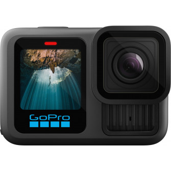 Action Camera GoPro HERO 13 Black+card 64GB, PV Res.:27MP/5.3K60+2.7K240, 13x slow-motion, waterproof 10m, voice control, 3x microphones, hyper smooth 6.0, Processor GP2, Timewarp 3.0, HDR, GPS, Wi-Fi, Bluetooth 5.3, microSD, USB-C, 3.5mm, Battery 1900mAh