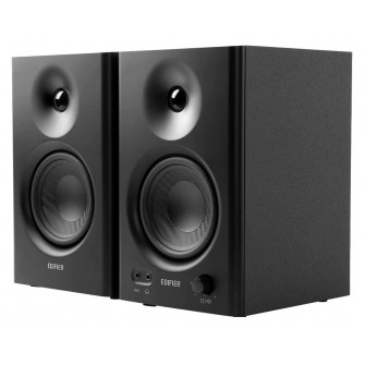 Edifier MR4 Black, Studio Monitor 2.0/ 2x21W RMS, 1-inch silk dome tweeter and 4-inch diaphragm woofers, MDF wooden cabinets, simple connection to mixers, audio interfaces, computers or media players, front-mounted headphone output and AUX input, monitor