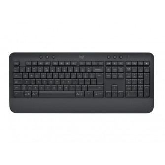 Logitech Wireless Keyboard Signature K650, upgraded shortcuts and integrated palm rest, Bluetooth Low Energy Wireless (Bluetooth 5.1) or Logi Bolt USB Receiver, GRAPHITE - US / RU