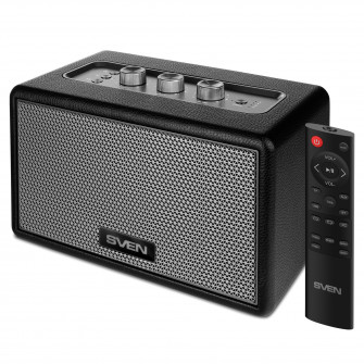 SVEN HA-950, Bluetooth Home Audio Systyem 60W (RMS), TWS, USB, microSD, Remote control, MDF, Soft eco-leather, Volume and tone rotary knobs on the top panel, AUX input, Black