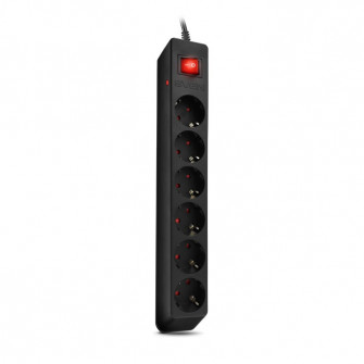 Surge Protector SVEN Optima, 6 Sockets with children protection, 3m, Wall mountable, Black