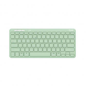 Trust  Lyra Multi-Device Compact Wireless keyboard, RF 2.4GHz, Bluetooth v5.0, Key technology - scissor, FN keys, Indicators Charging, Connection status, Caps-lock, Wireless mode; USB-A, USB-C, Rechargeable battery, 301g, Green, US