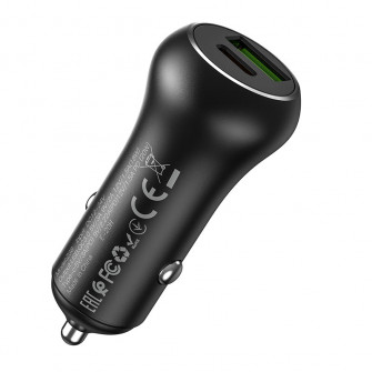 USB Car Charger - HOCO ''Z38 Resolute'', 1 x USB + 1 x USB-C charger, USB-A: 18W / USB-C: 20W, Total output: 38W, up to PD3.0 / QC3.0, Black