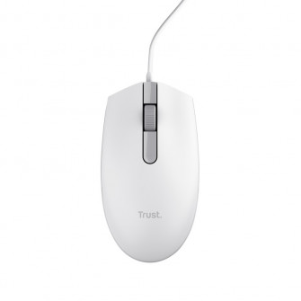 Trust TM-101W Optical Mouse, 1200 dpi, 3 button, right-handed, left-handed, USB, Cable 1.6m, White