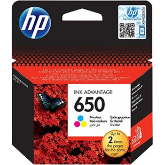 HP #650 Tri-Colour Ink Cartridge for DeskJet 2515/3515 AiO, 200 pages