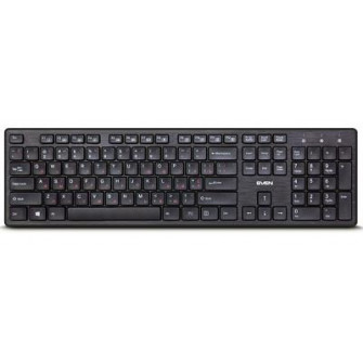 SVEN KB-E5800W, Wireless Keyboard, 104 keys,12 Fn-keys slim compact design, low-profile keys with smooth stroke, Nano receiver, USB, Black