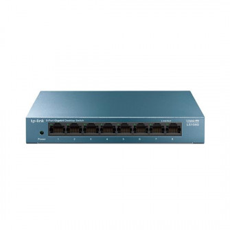 TP-LINK LS108G  8-port Gigabit Switch, 8 10/100/1000M RJ45 ports, steel case, LiteWave, Green Technology