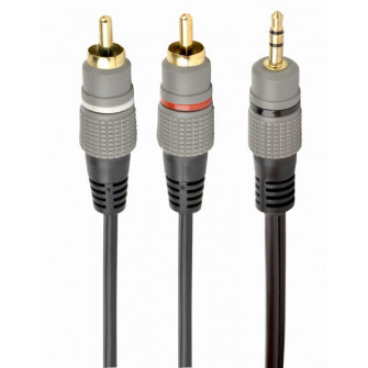 Audio cable 3.5mm-RCA - 2.5m - Cablexpert CCA-352-2.5M, 3.5 mm stereo plug to 2*RCA plugs 2.5m cable, gold-plated connectors, 2.5m