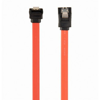 SATA Data Cable - 0.1m - Cablexpert CC-SATAM-DATA90-0.1M, Serial ATA III 10cm data cable with 90 degree bent connector, bulk packing, metal clips