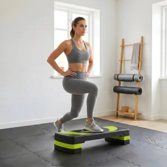 Aerobic Fitness Step, Stepper reglabil la 3 inaltimi 10-15-20 cm pentru antrenament acasa si la sala, albastru si negru