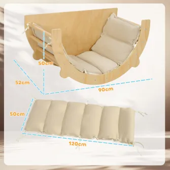 Arc Montessori 3 in 1 pentru Copii intre 18-48 Luni, Structura de Catarat, Masuta si Balansoar cu Perna
