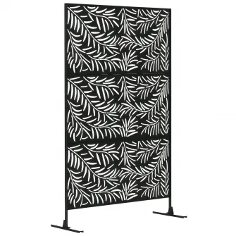 Paravan Exterior cu 2 Picioare din Otel, pentru Exterior si Gradina, 122x45x198 cm, Negru