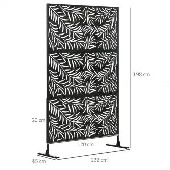 Paravan Exterior cu 2 Picioare din Otel, pentru Exterior si Gradina, 122x45x198 cm, Negru