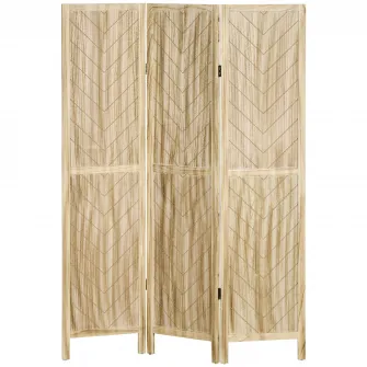 Paravan pliabil de interior cu 3 panouri in model os de peste din lemn, 120x1,6x170 cm