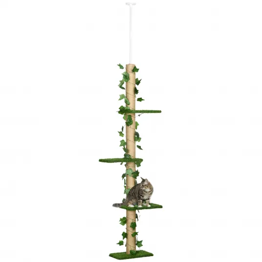 Pom pentru Pisici Reglabil pe inaltime la Tavan, 202-242 cm, Verde