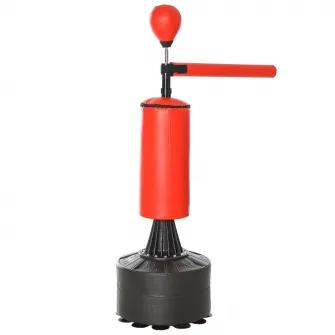 Sac de Box Reglabil pe inaltime cu Punching Ball si Baza Umplibila, 88x48x155-205 cm, Rosu si Negru