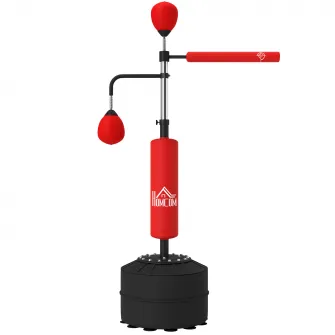 Sac de Box de Podea 4 in 1 cu 2 Speedball-uri, Bara Rotativa si Sac, inaltime Reglabila 160-230 cm, Rosu