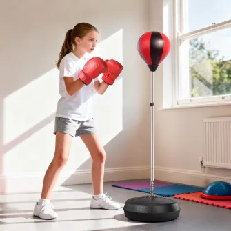 Sacco da Boxe Punching Ball con Guantoni e Pompa
