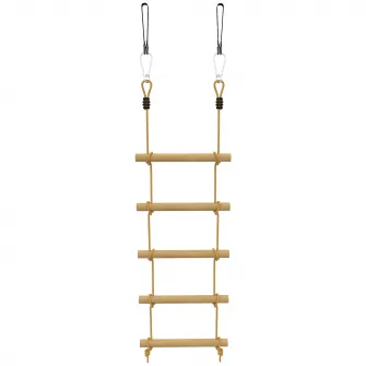 Scara de Franghie 1,8m, Accesorii pentru Leagane, Franghie pentru Parc de Joaca Exterior, Catarare cu 5 Trepte pentru Copii cu 2 Carabiniere si 2 Curele pentru Copaci
