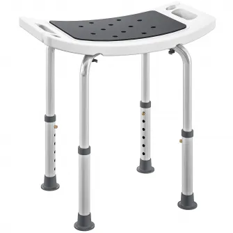Scaun de Dus din Aluminiu si Plastic Antialunecare, inaltime Reglabila 6 Niveluri 39-52cm, Gri