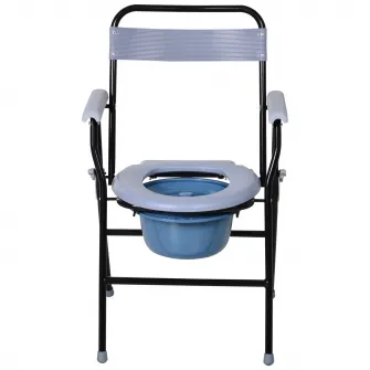 Scaun de Toaleta Pliabil cu Galeata Detasabila pentru Varstnici si Persoane cu Dizabilitati, 52x50x75 cm, Negru