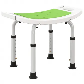 Scaun pentru dus din aluminiu si plastic antiderapant, inaltime reglabila pe 6 nivele, 39-52cm, verde
