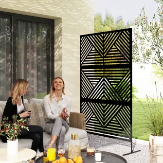Separator Decorativ de Exterior si Spalier pentru Plante Cataratoare, 122x45x198 cm, Negru