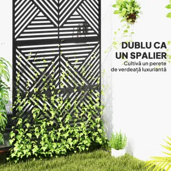 Separator Decorativ de Exterior si Spalier pentru Plante Cataratoare, 122x45x198 cm, Negru