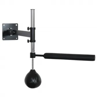 Speed Bag montabila pe perete pentru box si MMA, cu inaltime reglabila si suport, din otel si PU, 79x72x20 cm, neagra