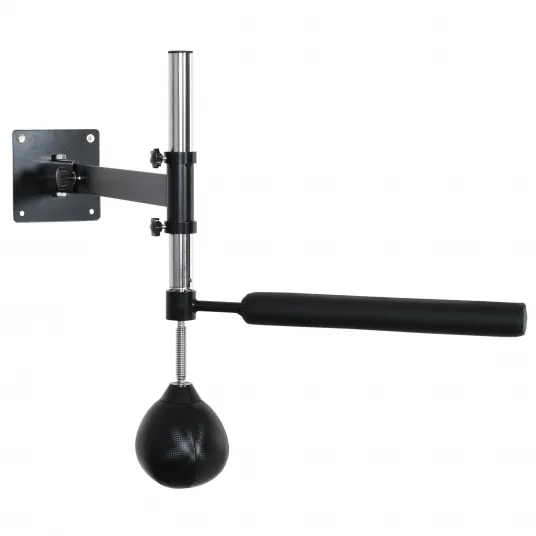 Speed Bag montabila pe perete pentru box si MMA, cu inaltime reglabila si suport, din otel si PU, 79x72x20 cm, neagra