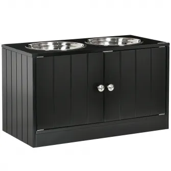 Statie Hranire Caini Mari – 2 Boluri Inox & Depozitare