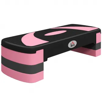 Step Fitness pentru Aerobic Reglabil pe 3 inaltimi, din Plastic, 80x31x10/15/20 cm, Roz