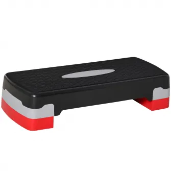 Step Fitness pentru Aerobic cu inaltime Reglabila 10-15 cm, 68x29cm Negru si Rosu